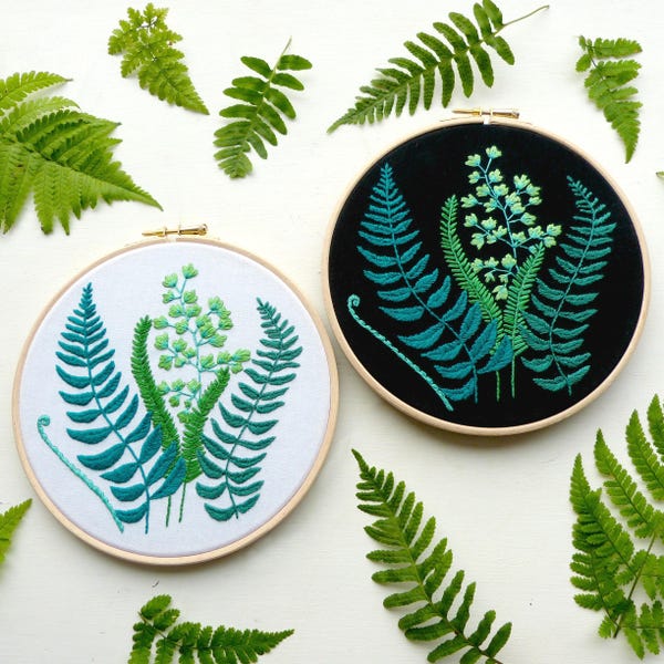 Farne Stickanleitung. Botanische Stickerei Digitaler Download.