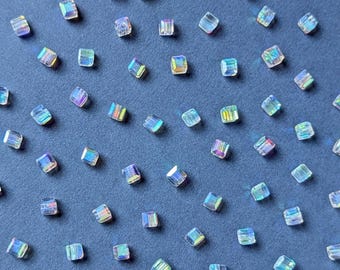 10pcs iridescent crystal cube spacer beads - 4mm (AB) beads for jewelry crafting