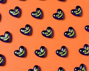 5pcs dark blue spooky heart beads – Acrylic gothic jewelry findings