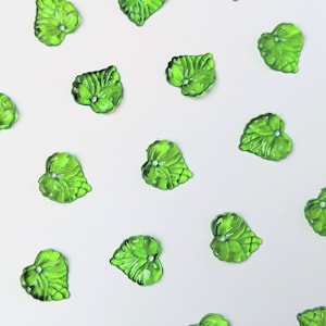 5 groene doorschijnende acrylbladkralen, 17 mm cottagecore-sieraden onderdelen