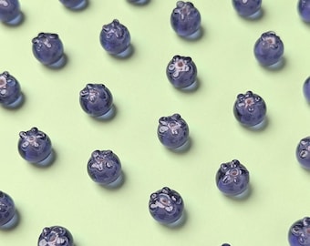 5pcs purple glass blueberry beads , Kawaii cottagecore jewelry making supplies