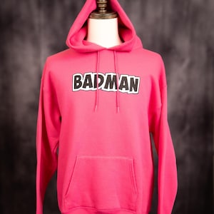 Pink BADMAN hoodie. Inspired by Dragonball Z, Vegeta Shirt