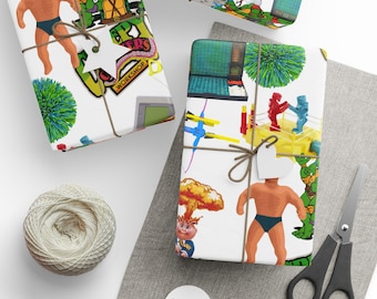 Retro 80s & 90s Toys Wrapping Paper: Nostalgic Gift Wrap