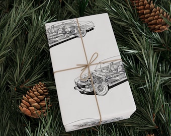 BMW 2002 Cutaway Wrapping Papers | Car Blueprint Pattern, Automotive Gift Wrap