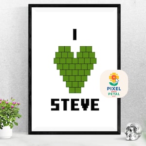Steve from Minecraft-Inspired Printable Wall Art | Digital Download | Poster for Gamers & Kids’ Rooms | father&#39;s day | gift for dad