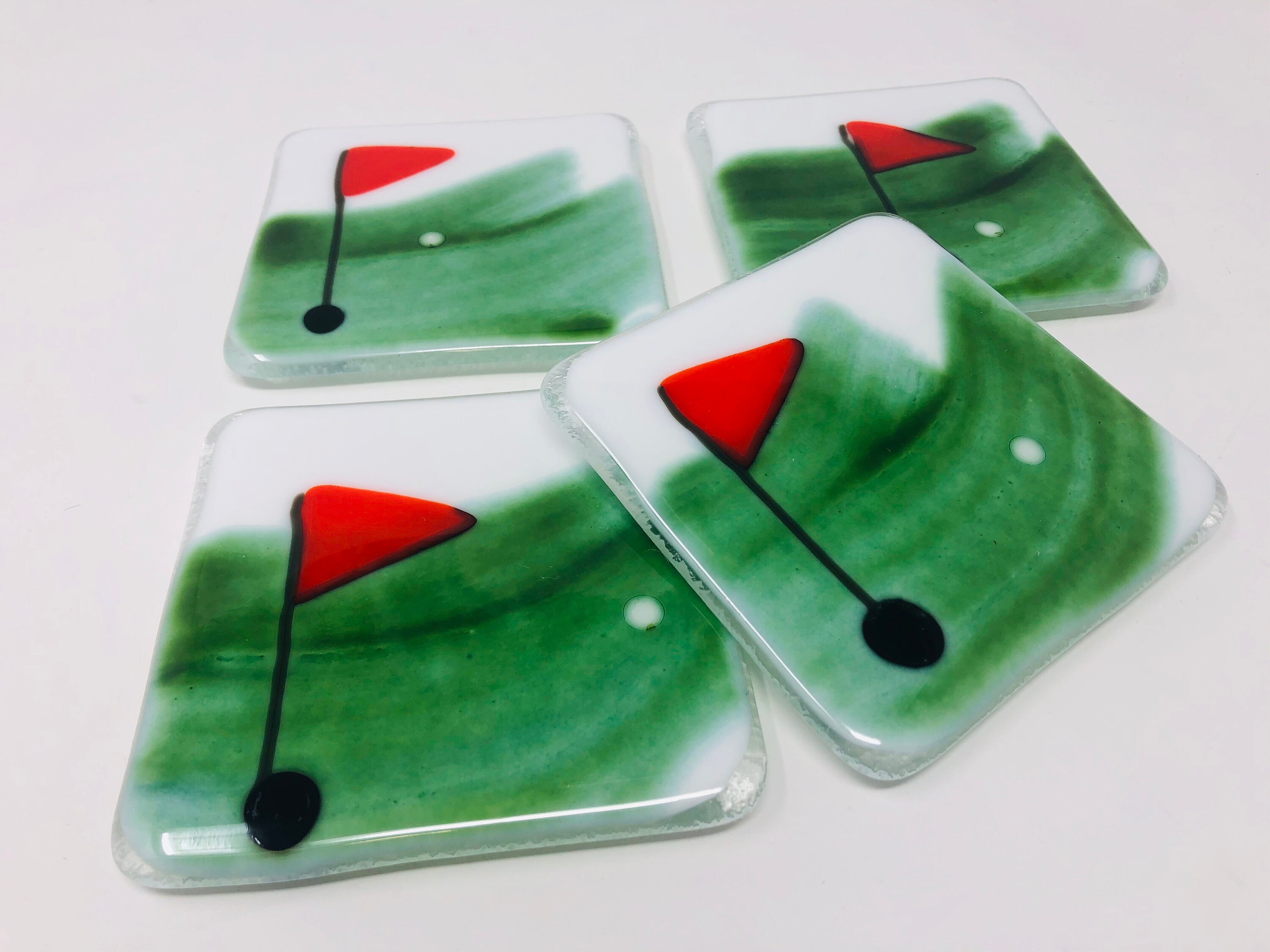 Glass Coasters Set Golf Gift For Men Square Coasters Drink Etsy