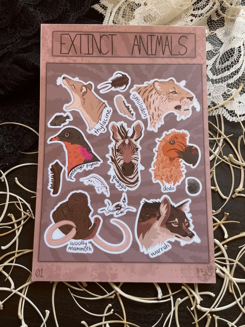 Exticnt Sticker EXTINCT ANIMALS Sticker Sheet - Etsy