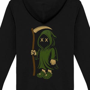 Grim Reaper in Crocs Zip Hoodie by VXXDXXZ | Funny Dark Aesthetic | Organic Vest