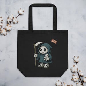 Cute Grim Reaper Tote Bag – Spooky-Cute Voodoo Doll Gothic Shoulder Bag