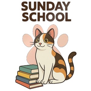 Sonntagsschulkatze Aufkleber | Book Lover Calico Cat Vinyl Aufkleber für Leser, Studenten und Lehrer