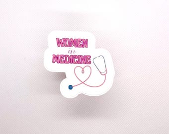 Women in Medicine Sticker: Waterproof Vinyl Stethoscope Heart Decal