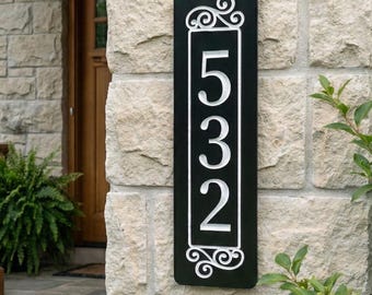 Bungalow Vertical House Number Engraved Plaque -weatherproof