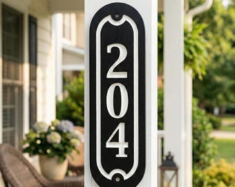 Classic Vertical House Number Engraved Plaque -weatherproof