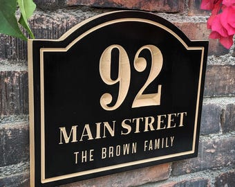 MDF Homestead House Sign – Custom Address Plaque with Family Name – Timeless Marker -Indoors