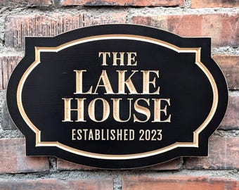 Custom Engraved Family Name Sign: French Chateau Style MDF Plaque