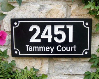 PVC Bold and Clear House Number Sign, Family Name, weatherproof