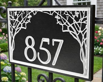 Rectangular Art Nouveau House Number Sign: Weatherproof