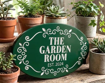 Cabin Name Sign, swirls details- Weatherproof