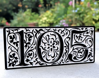 Gothic House Number Sign: Medieval Style Address Plaque, Weatherproof PVC