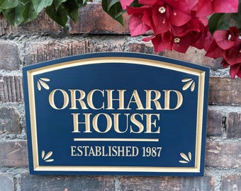 Custom Family Name Sign: Engraved MDF House Plaque with Classic Motifs