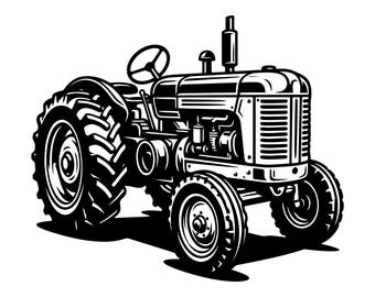 Vintage Tractor Vector Illustration, SVG, PNG, JPG, Farm Tractor, Tractor Clipart, Tractor Silhouette, Old Tractor, Farming Design, Cricut
