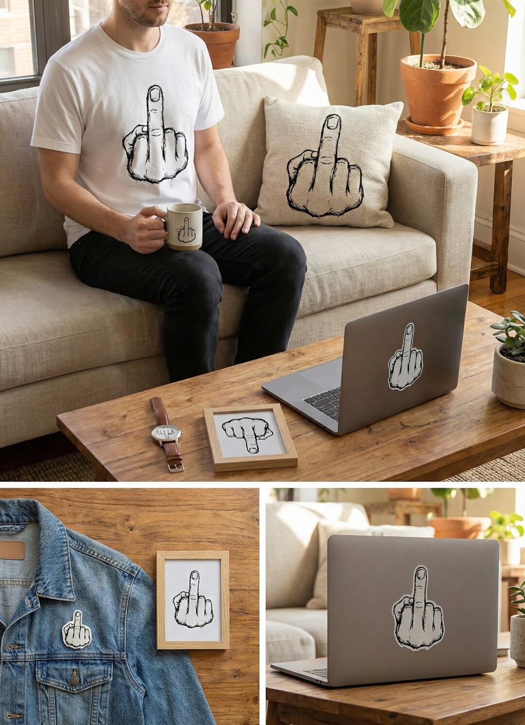 The Rude Finger Middle Finger SVG Sketch Hand Drawn Rude Gesture Cut File Flipping the ...