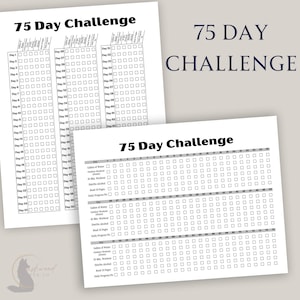 75 Day Challenge Printable | Health & Fitness Tracker | Daily Goals | Printable Habit Tracker | Daily Progress Journal | Instant Download