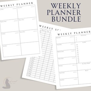 Printable Weekly Planner Bundle | Weekly Schedule | Weekly To-Do List | US Letter | A4 | Portrait | Instant Download PDF