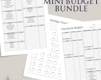 Mini Budget Planner Bundle | Paycheck Budget Printable | Monthly Expense Tracker | Savings Challenge | Sinking Funds | Instant Download