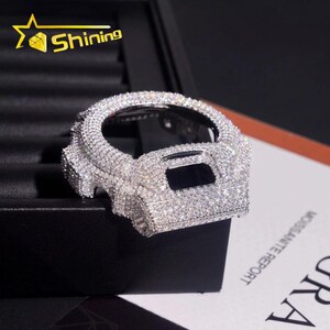 Moissanite GM6900 watch case 925 silver 18k white Gold plated Bussdown bezel