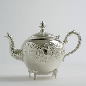 Handmade Silver-Plated Moroccan Teapot – Brass Mint Tea Pot, Traditional Kitchen & Gift Idea