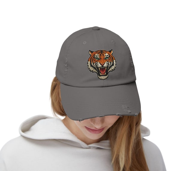 Tiger Distressed Baseball Cap, Vintage Tiger Hat, Animal Print Dad