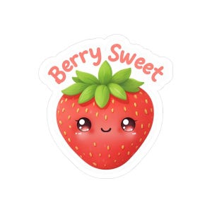 Berry Sweet Strawberry Kiss-Cut Stickers, Cute Fruit Stickers for Laptops, Journals, Kids Decor, Gift for Strawberry Lovers