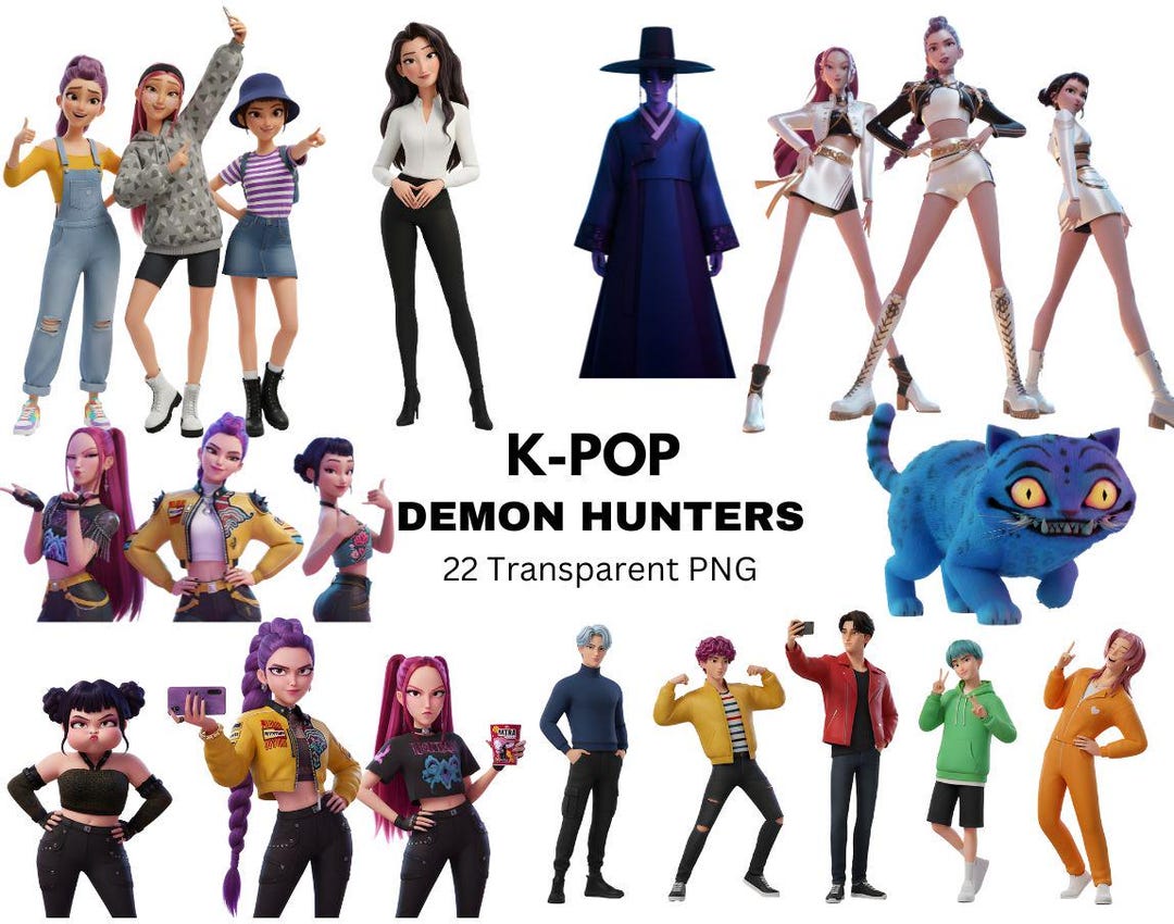 K Pop Demon Hunter Clipart, Sa-ja Girls Boys PNG, Anime Style ...