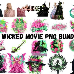 Wicked Movie Inspired PNG , 113 High-Res Clip Art for Sublimation, Stickers, and DTG, Changed for Good Quote PNG, Witchy Designs