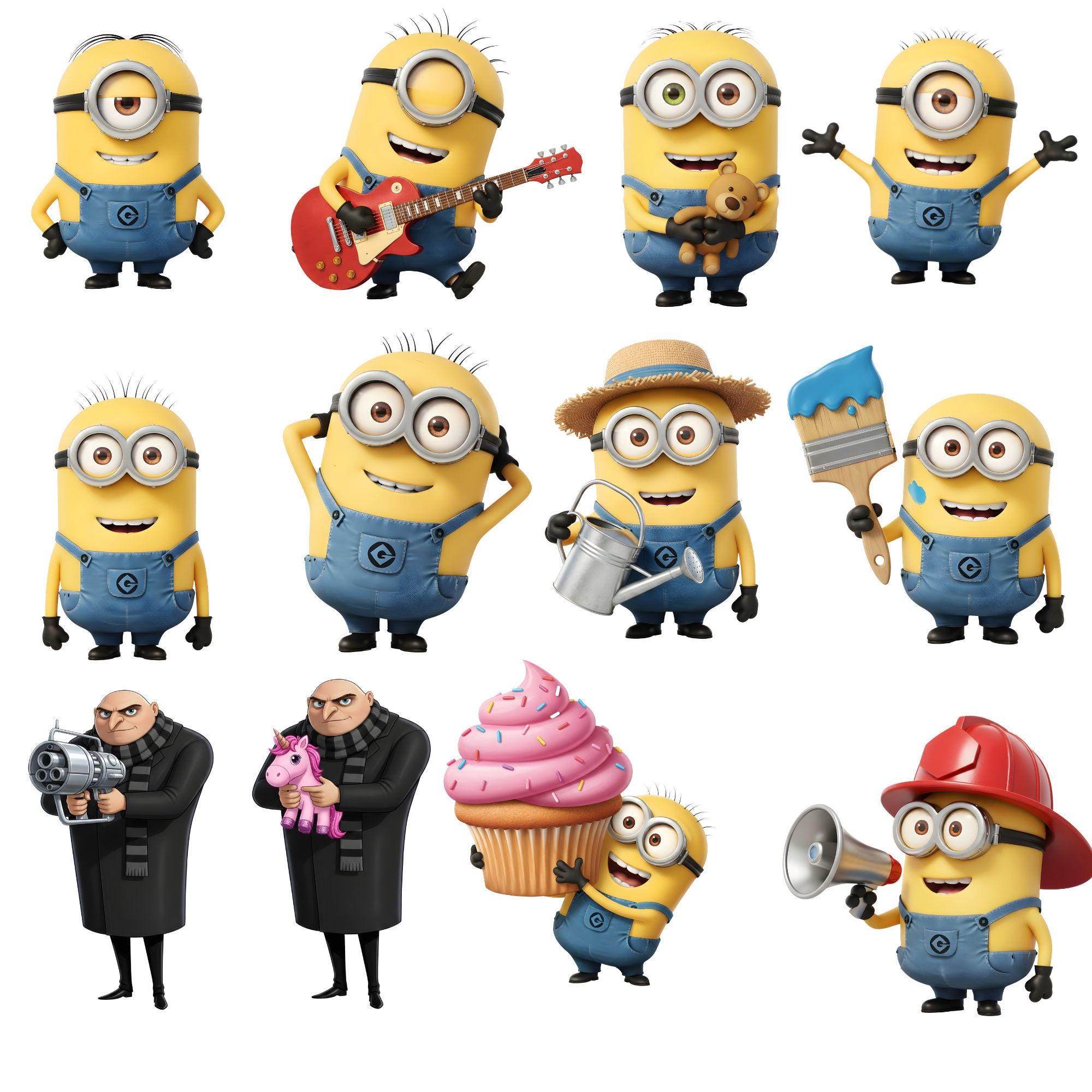 Minions Clipart PNG Bundle, Despicable Me Birthday Party Designs ...