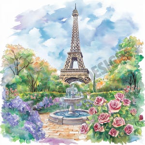 24 Cute Paris Clipart, Parisian Tourism Illustrations, Watercolor Travel Art, High Quality JPGs, Digital Download, Junk Journals, S490