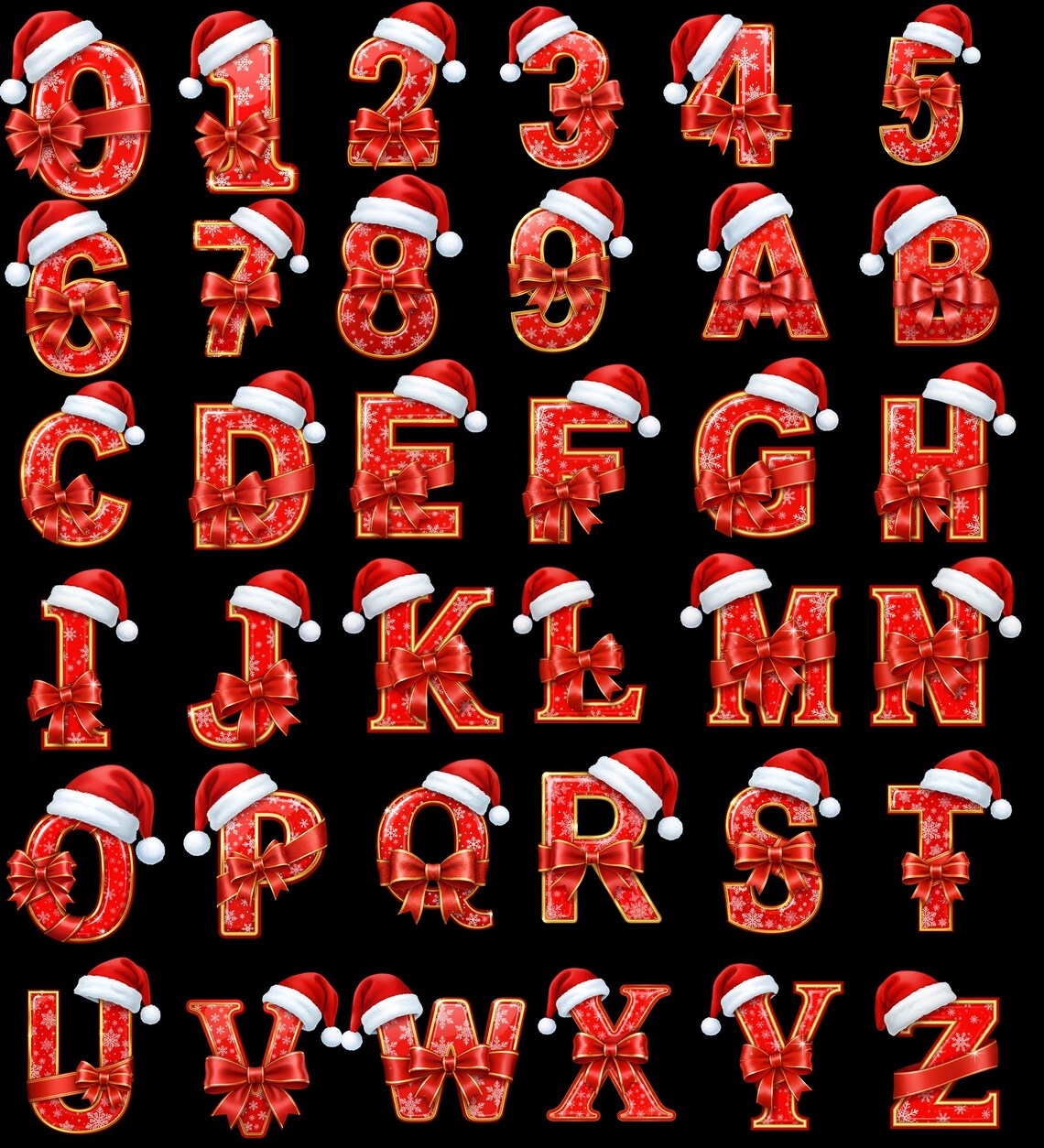 Christmas Alphabet PNG Clipart | Festive Holiday Font (digital Download ...