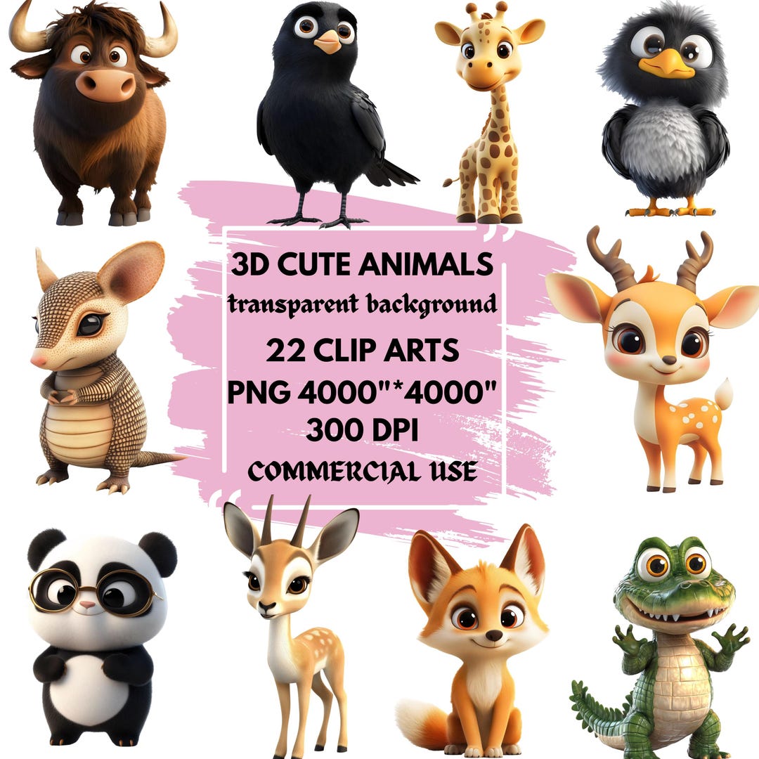 Baby Animal PNG Clipart Bundle | Cute Safari & Jungle Animals for ...