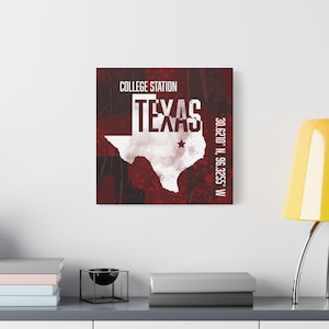 Texas A&M Map Art, College Station, Wall Art