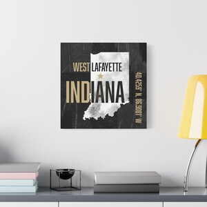Purdue University Boilermakers Map, West Lafayette Indiana, Wall Art