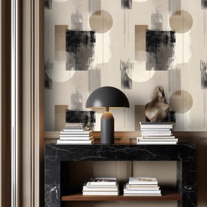 Neutral Abstract Forms Wallpaper | Sophisticated Geometric Art for a Modern Office | High-Quality Matte Paper, Contemporary Statement