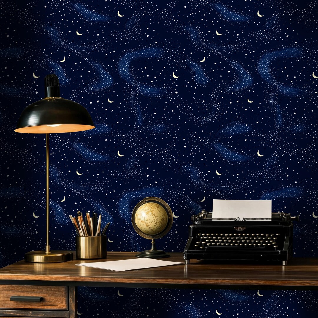 Starry Night Sky Peel and Stick Wallpaper: Celestial Nursery Decor - Etsy