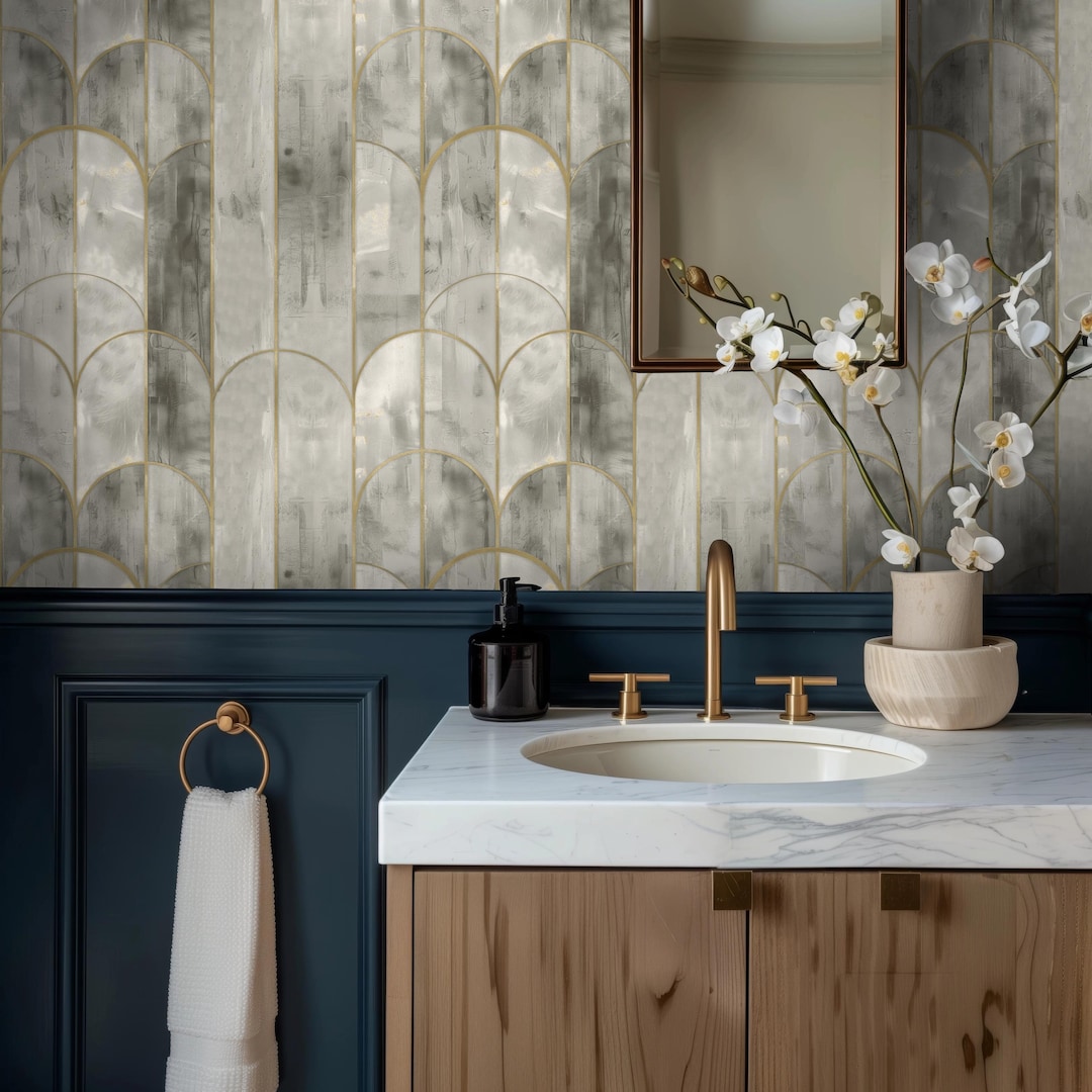 Art Deco Textured Arch Wallpaper | Modern Urban Deco Inspired Design ... - Textured Wall Decor For Small Modern Apartments With Art Deco Patterns