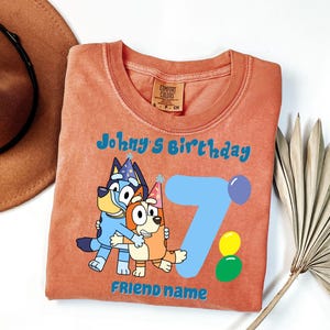 Custom Bluey Birthday Shirt, Custom birthday shirt, Bluey Cartoon Family Matching Party Outfit Bluey Birthday Party Shirt, Blue family party