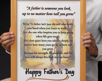 Father's Day Sunset Print: Inspirational Quote, Minimalist Art (Digital Download)
