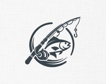 Fishing Icon Embroidery Design Fishing Embroidery Design Logo Machine Embroidery 5 Sizes Digital Download