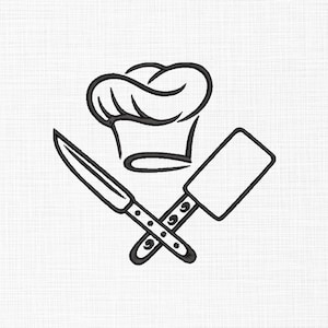 Chef Hat Embroidery Design Chef Knifes Embroidery Design Chef Icon Machine Embroidery 5 Sizes Digital Download