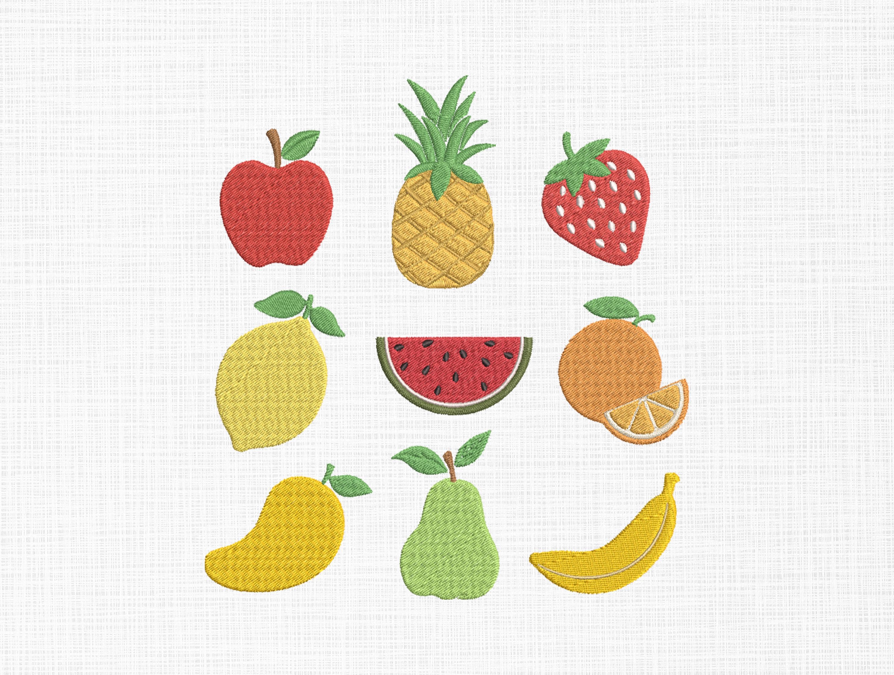 Mini Fruits Bundle Embroidery Design Summer Fruits Embroidery Design Fruits Embroidery Design Machine Embroidery Design 5 Sizes Download