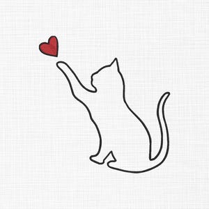 Cat Line art Embroidery Design Mini Cat Embroidery Cat Lovers Machine Embroidery Designs 5 Sizes Digital Download